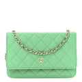 Caviar Quilted Wallet On Chain WOC Green