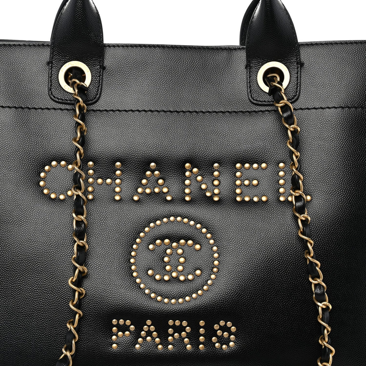 Caviar Small Studded Deauville Tote Black