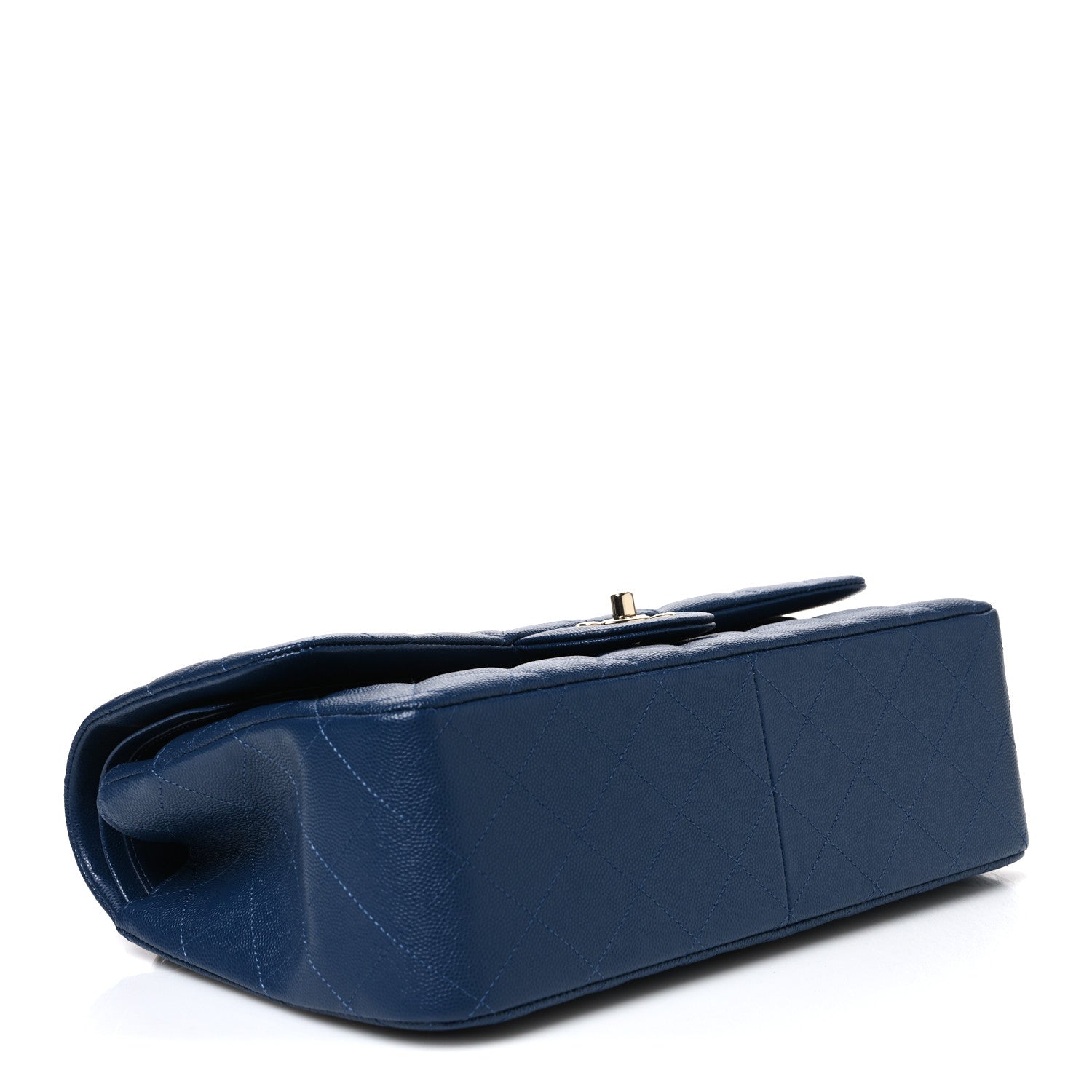 Caviar Quilted Jumbo Double Flap Navy Blue