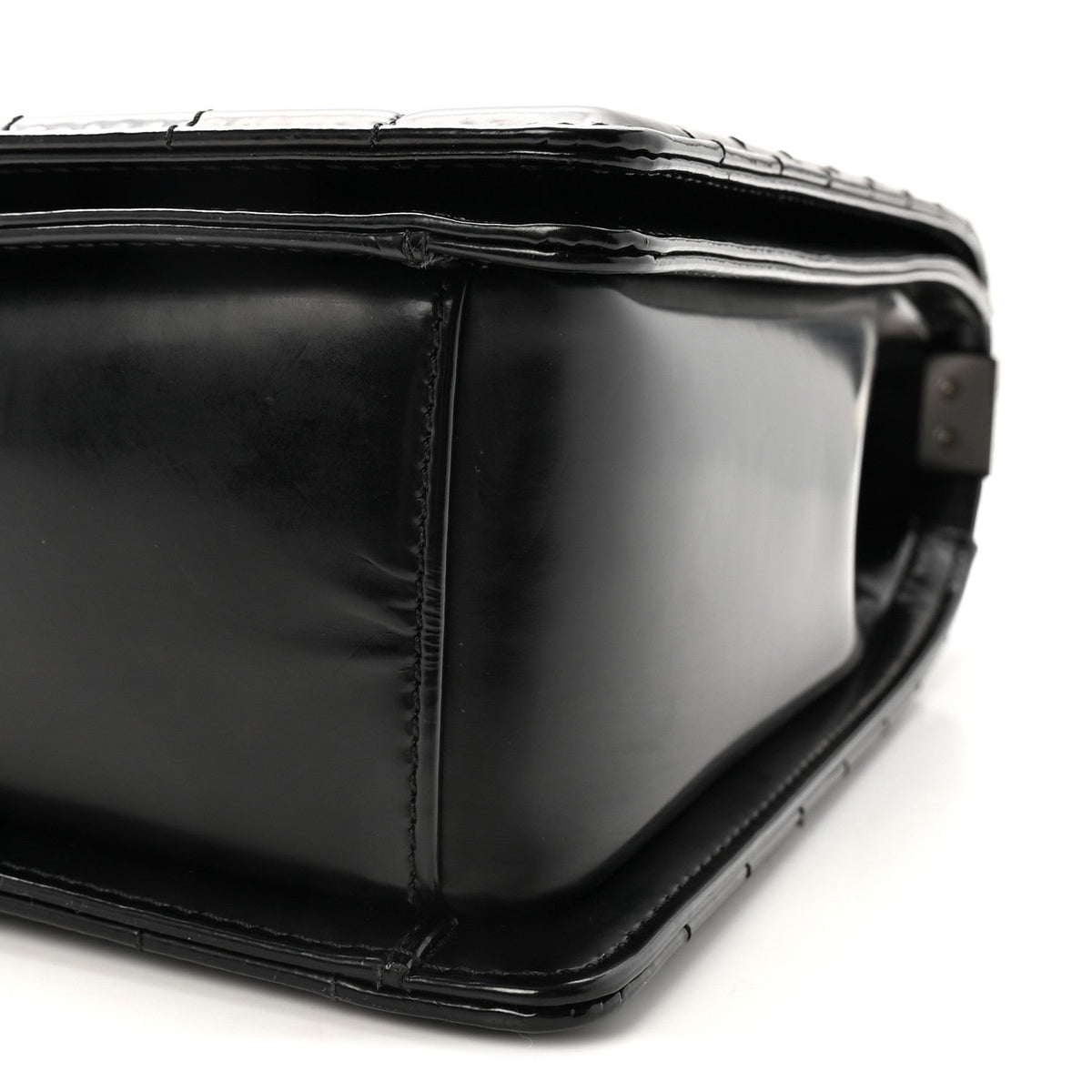 Glazed Calfskin Large Boy Flap Black