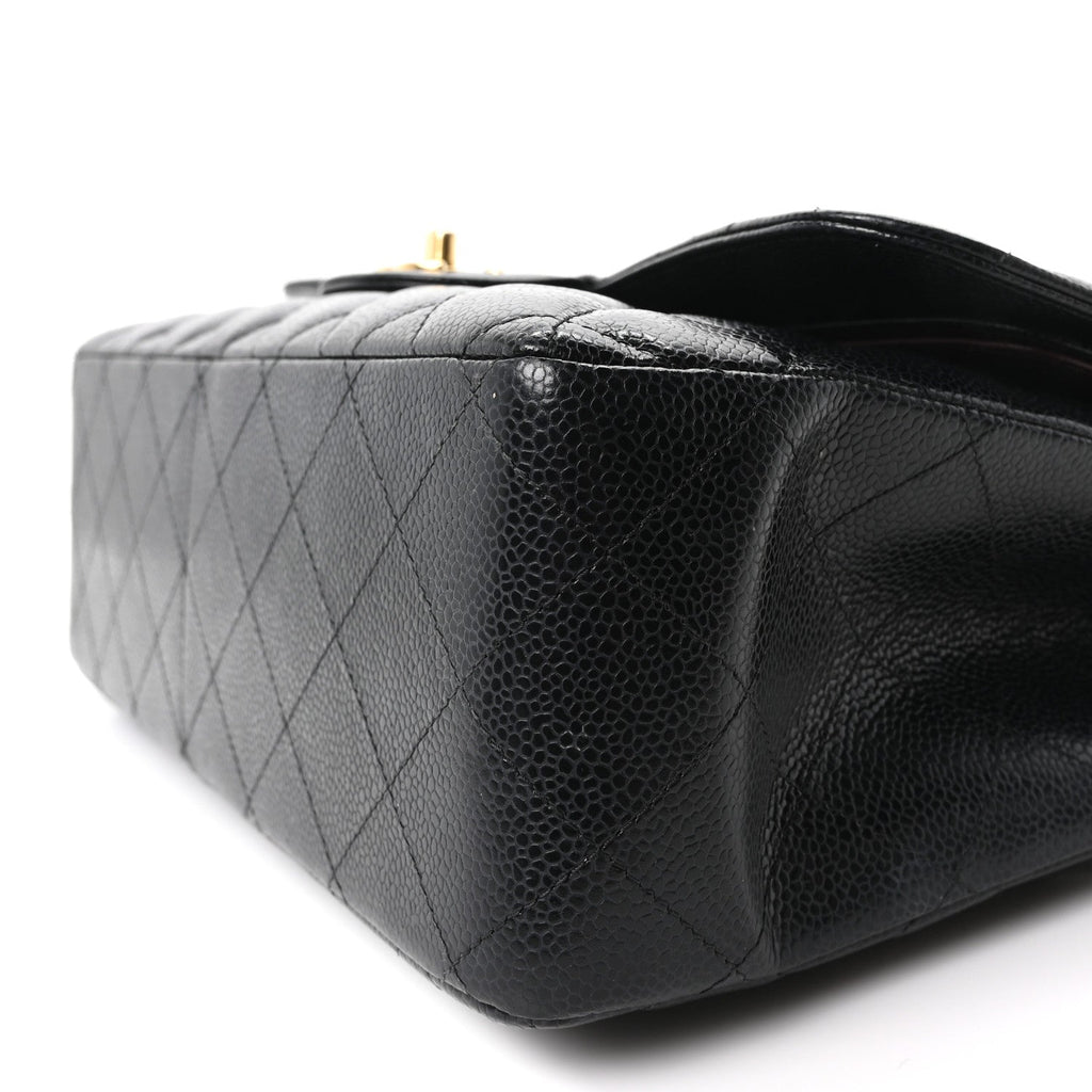 Caviar Quilted Jumbo Double Flap Black