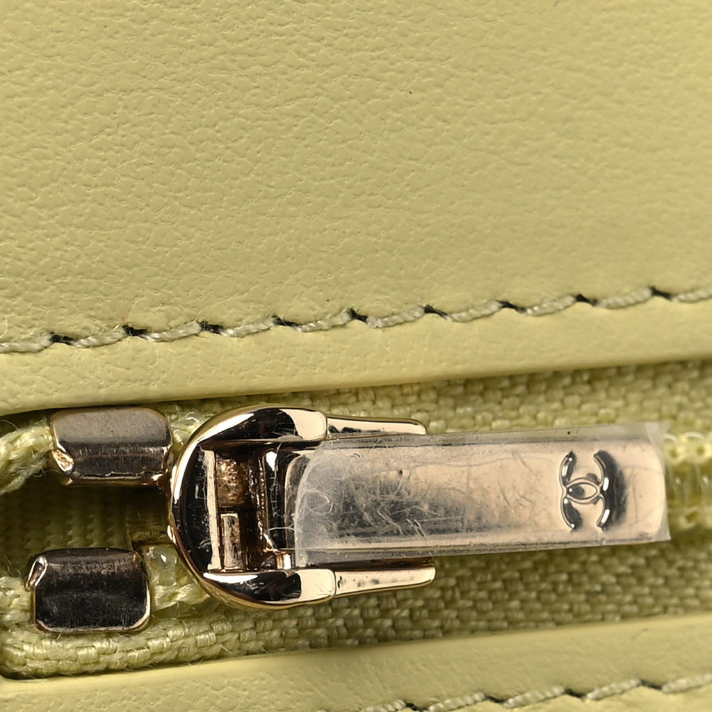 Calfskin Quilted Perfect Fit Wallet On Chain WOC Yellow