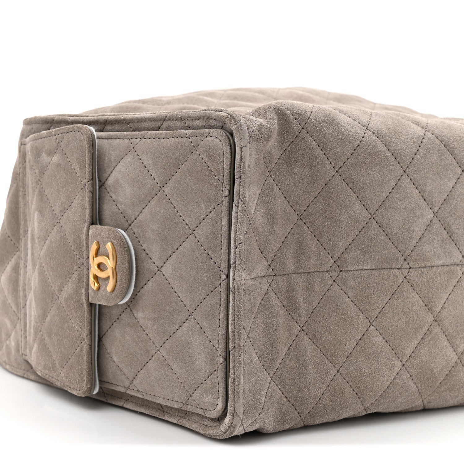 Suede Quilted Medium Chanel 25 Handbag Dark Grey