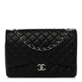 Lambskin Quilted Maxi Double Flap Black