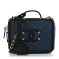 Caviar Quilted Medium CC Filigree Vanity Case Navy Black