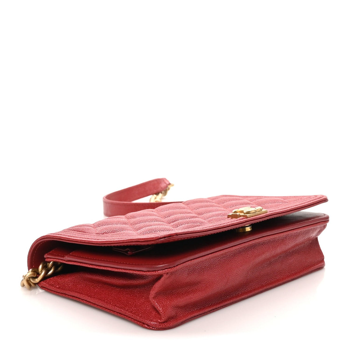 Caviar Quilted Boy Wallet On Chain WOC Red