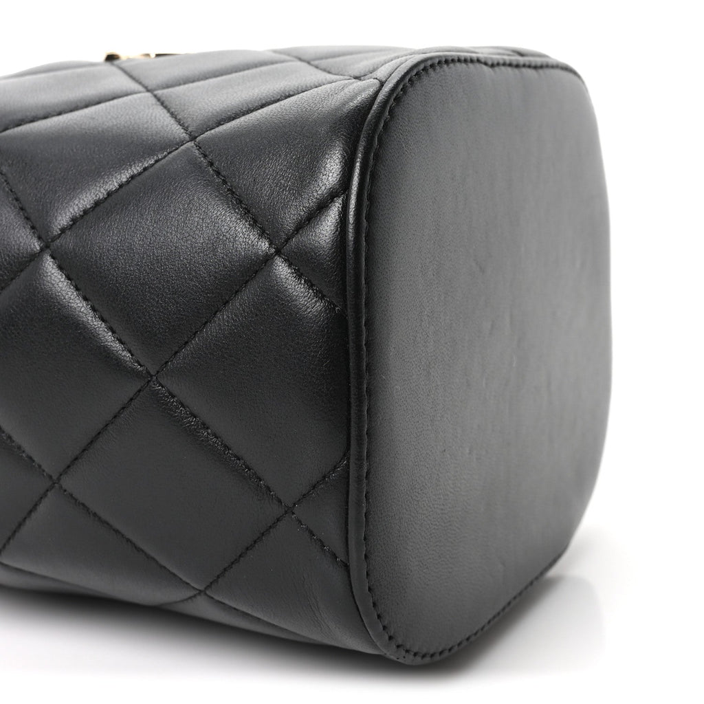 Lambskin Quilted Trendy Vanity Case Black