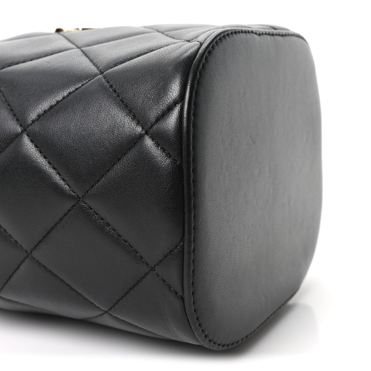 Lambskin Quilted Trendy Vanity Case Black