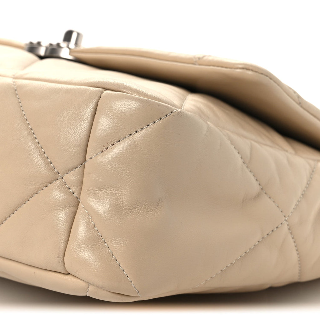 Lambskin Quilted Large Chanel 19 Flap Beige