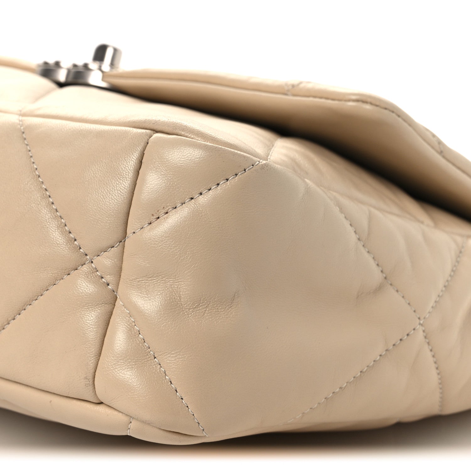 Lambskin Quilted Large Chanel 19 Flap Beige