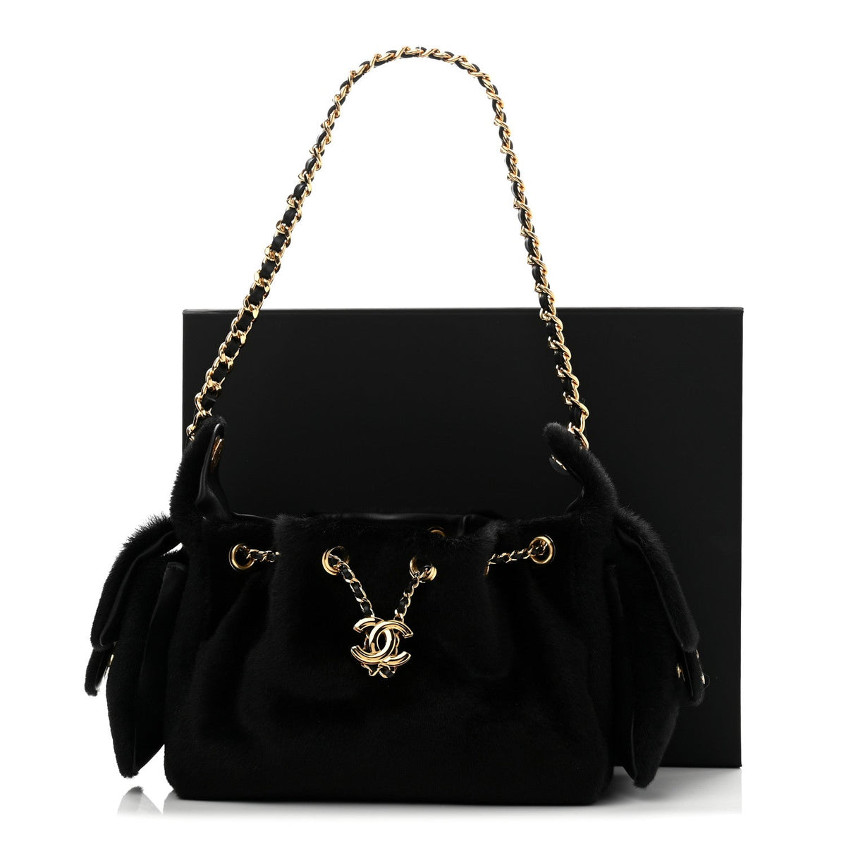 Pony Hair Mini Chanel 25 Handbag Black