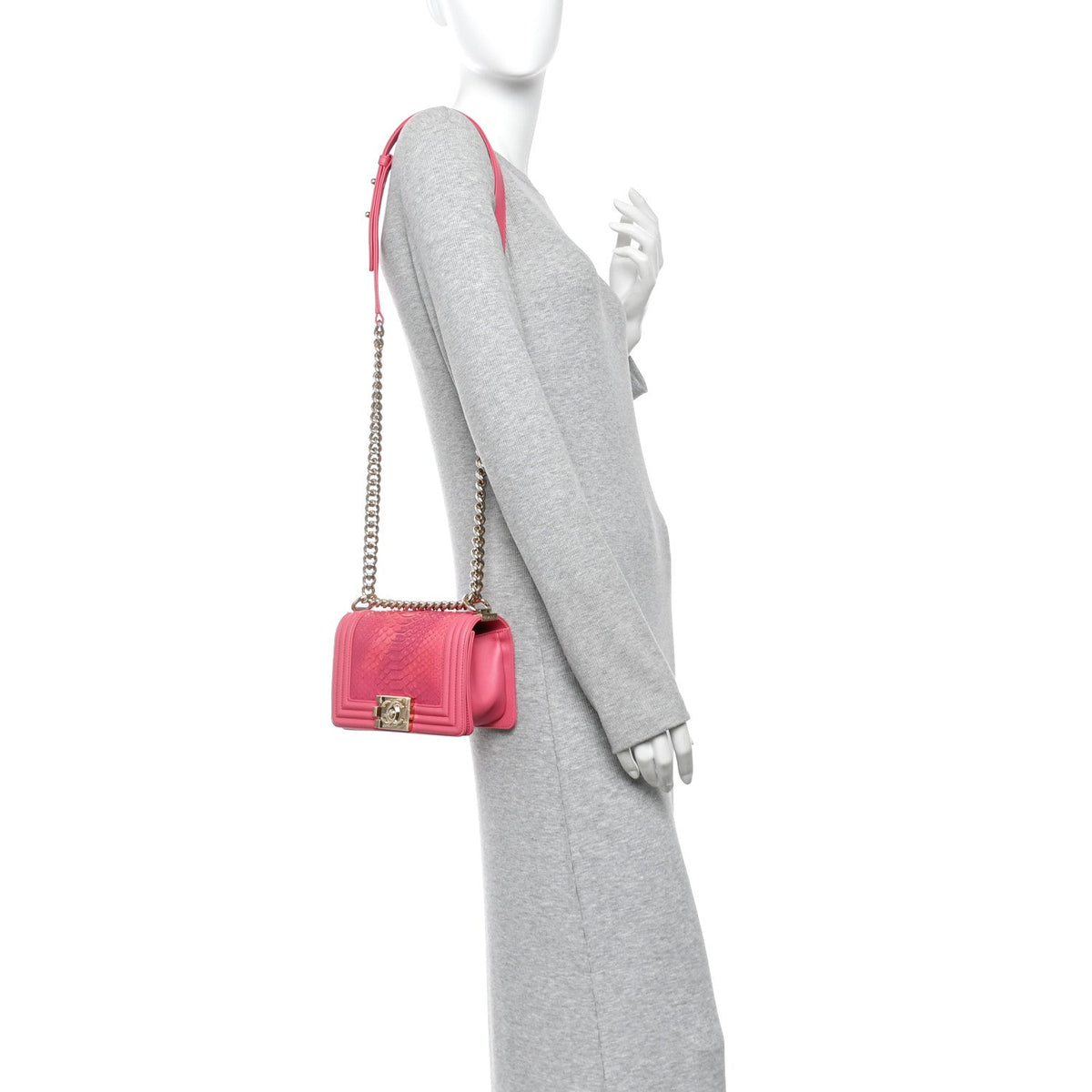 Snakeskin Small Boy Flap Pink