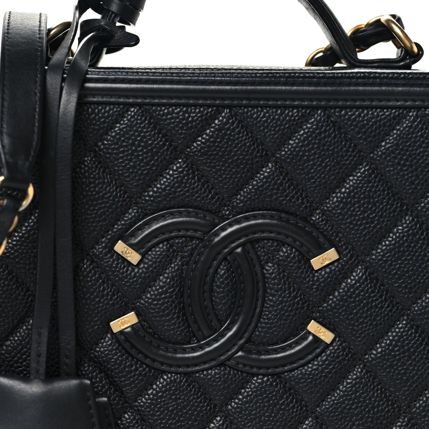 Caviar Quilted Medium CC Filigree Vanity Case Black