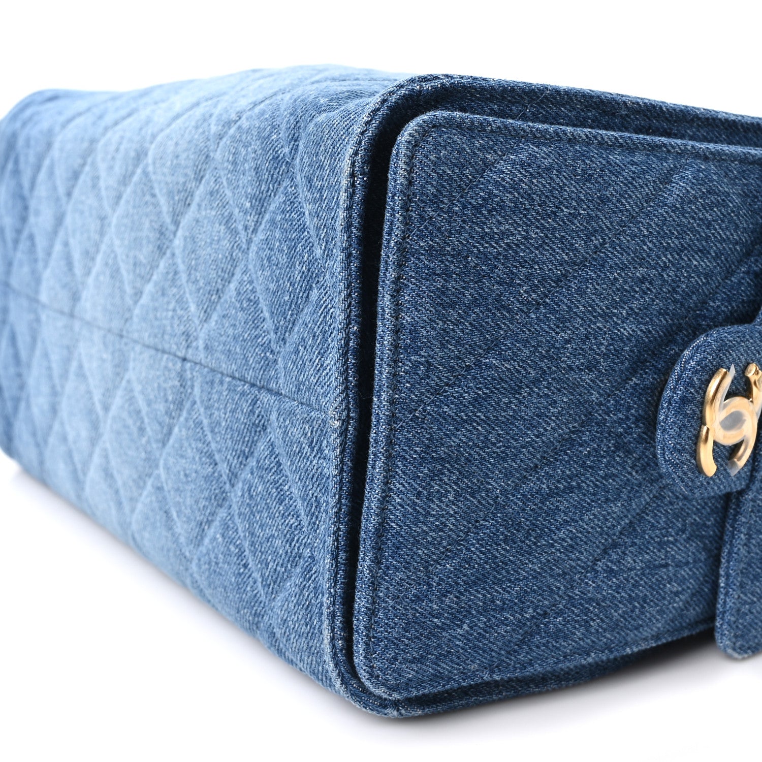 Washed Denim Quilted Small Chanel 25 Handbag Blue