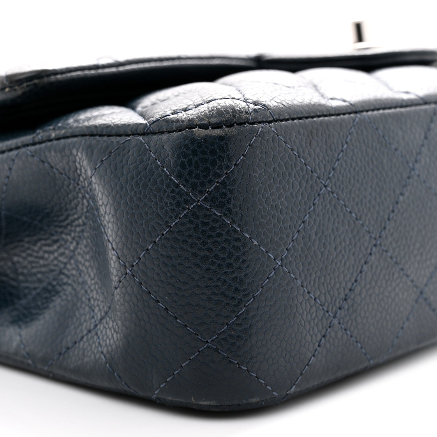 Caviar Quilted Medium Double Flap Navy