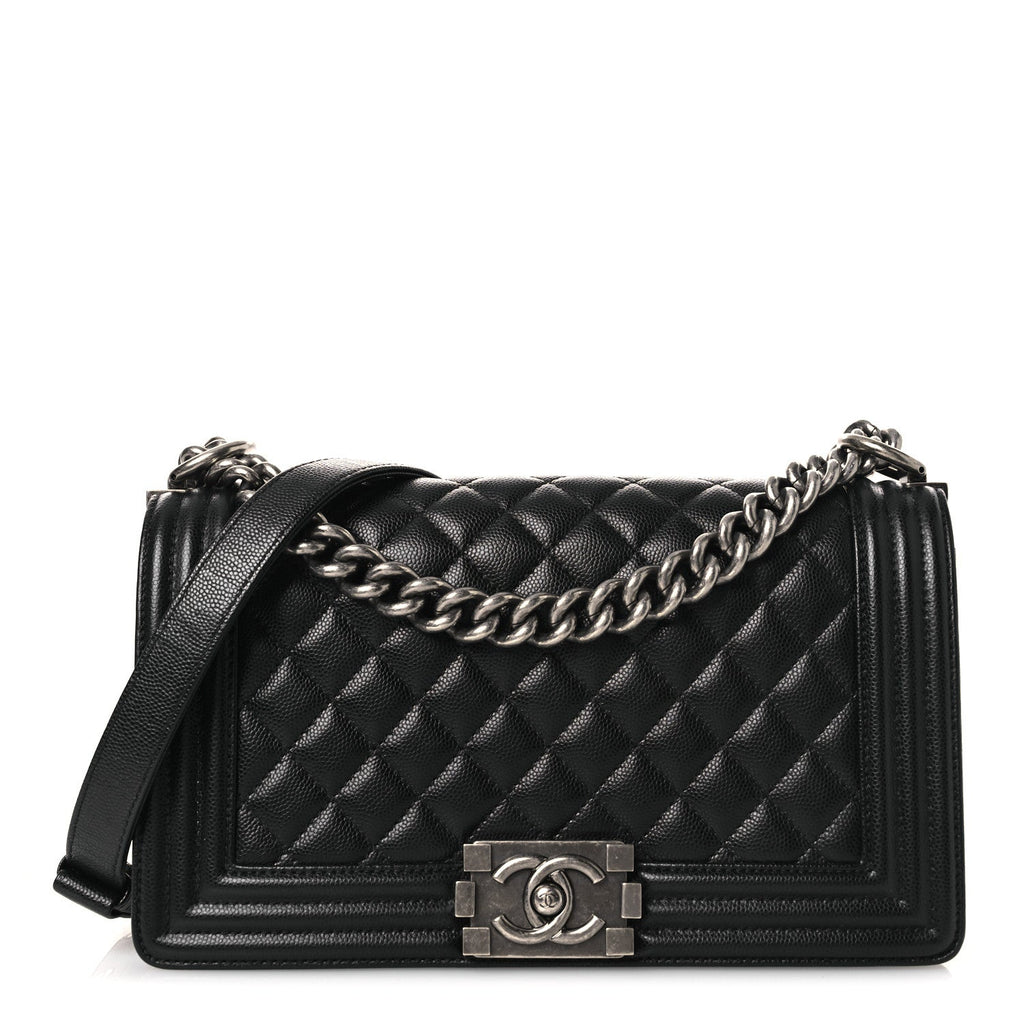Caviar Quilted Medium Boy Flap Black