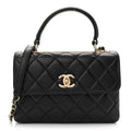 Lambskin Quilted Small Trendy CC Dual Handle Flap Bag Black