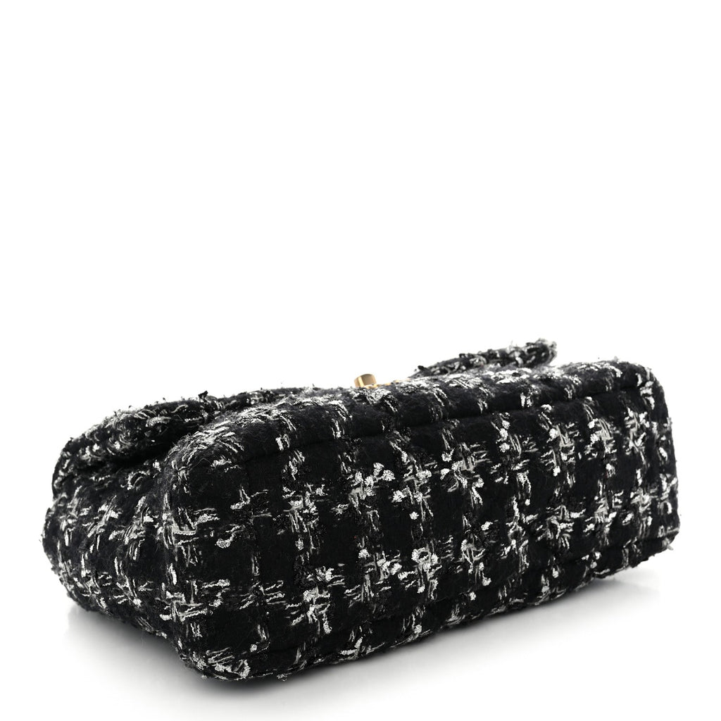 Tweed Quilted Large Chanel 19 Flap Black Silver Ecru