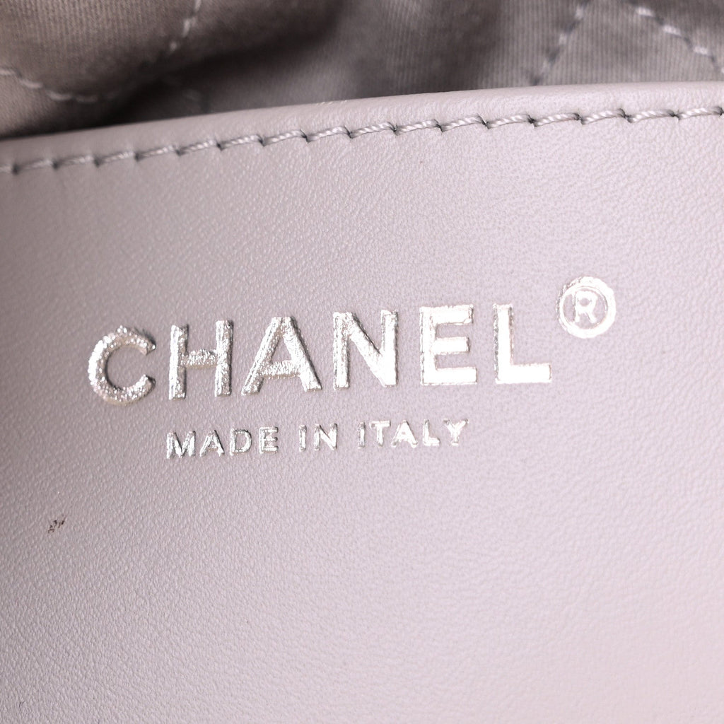 Metallic Shaded Calfskin Quilted Mini Chanel 22 White Silver