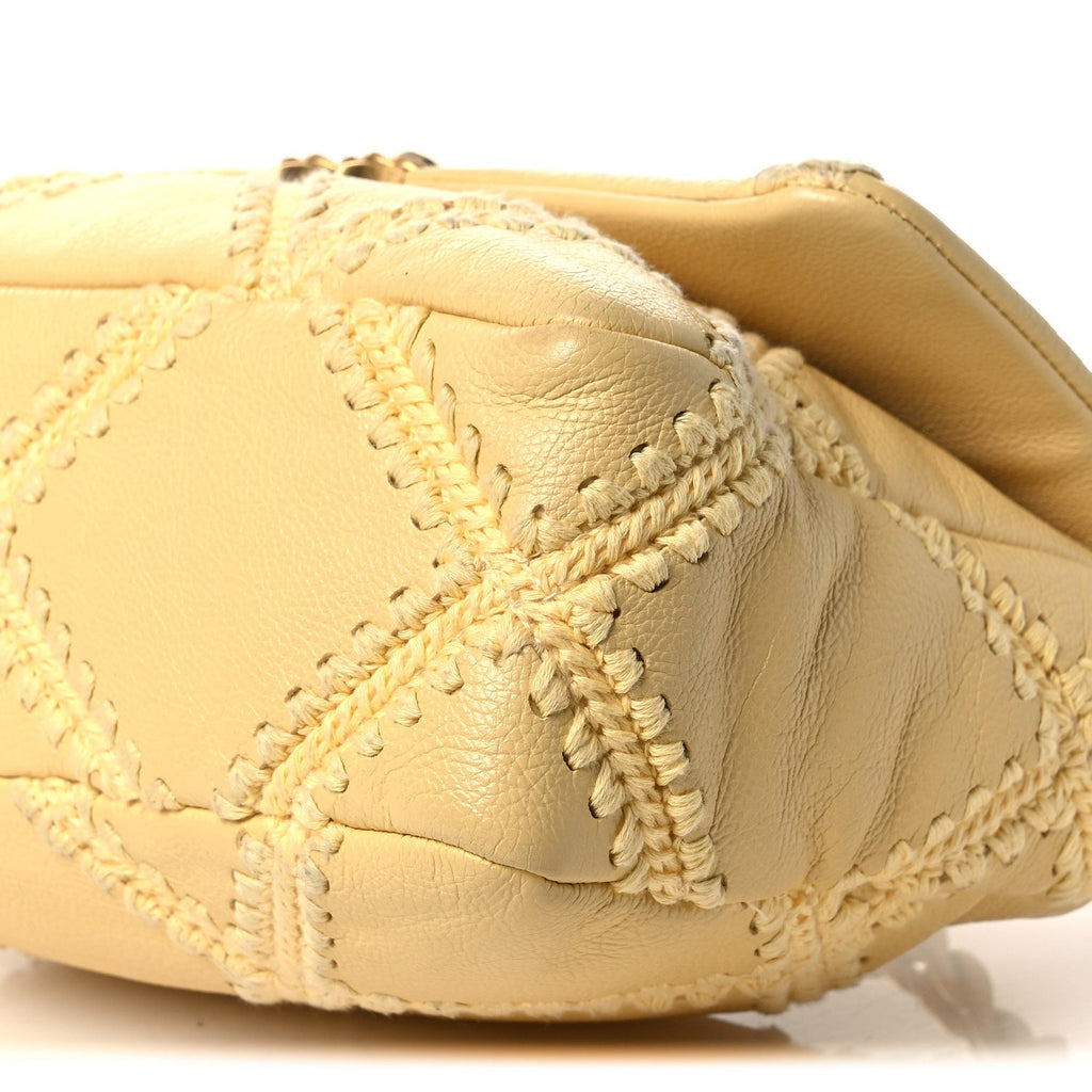 Calfskin Crochet Medium Chanel 19 Flap Yellow