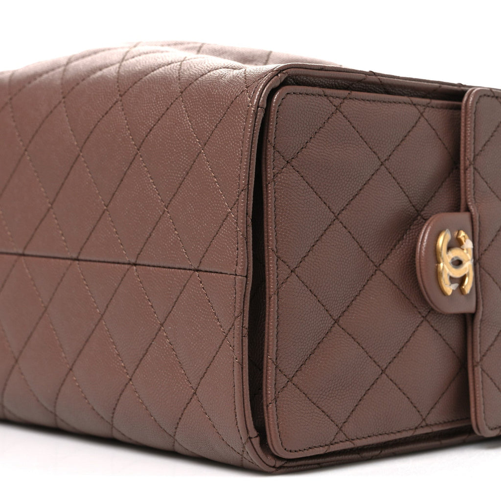 Caviar Quilted Medium Chanel 25 Handbag Brown