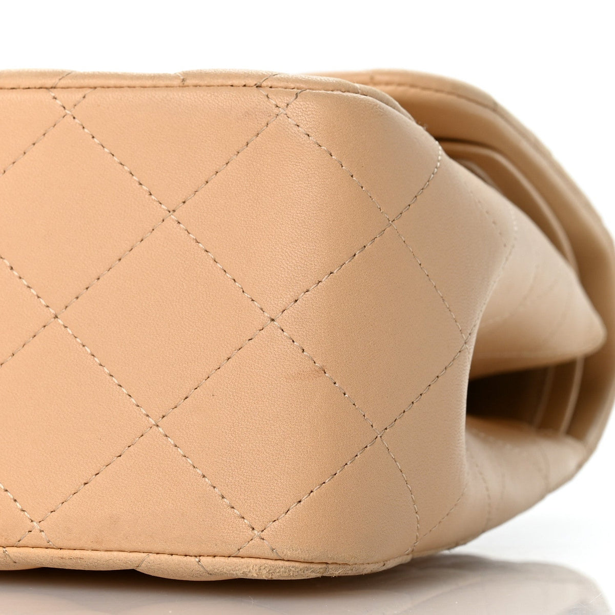 Lambskin Quilted Jumbo Double Flap Light Beige