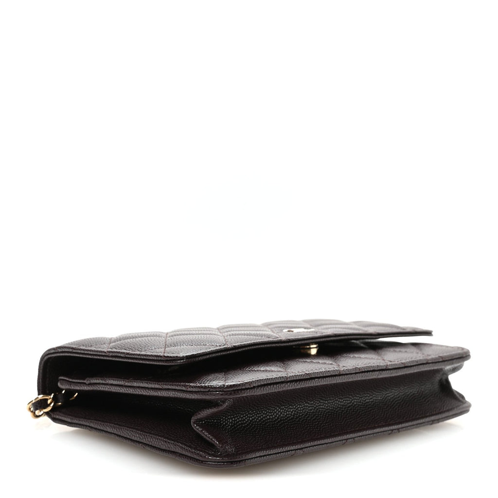 Caviar Quilted Wallet on Chain WOC Dark Brown