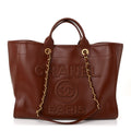 Calfskin Large Deauville Tote Brown