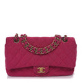 Tweed Quilted Medium Double Flap Fuchsia