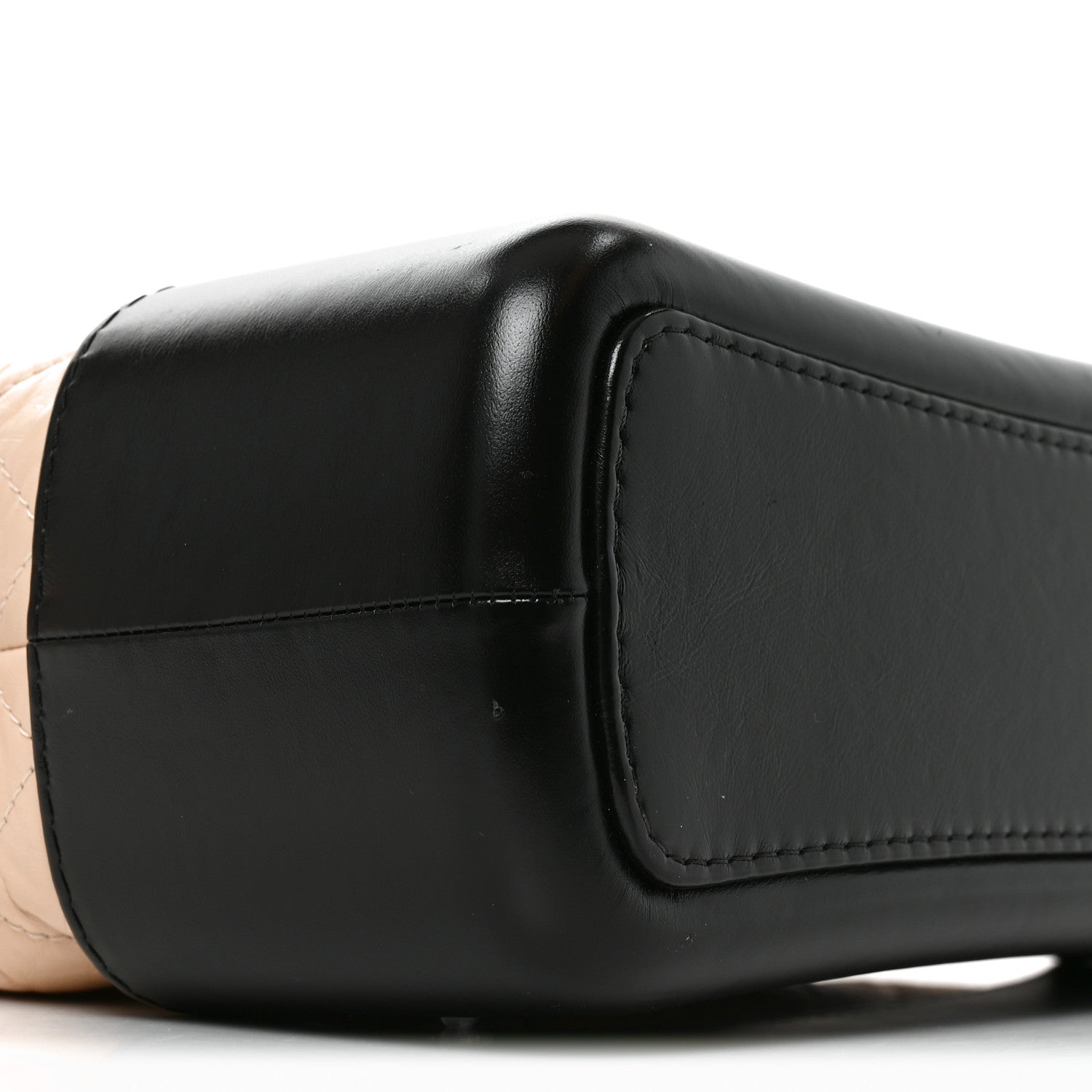 Aged Calfskin Quilted Medium Gabrielle Hobo Beige Black