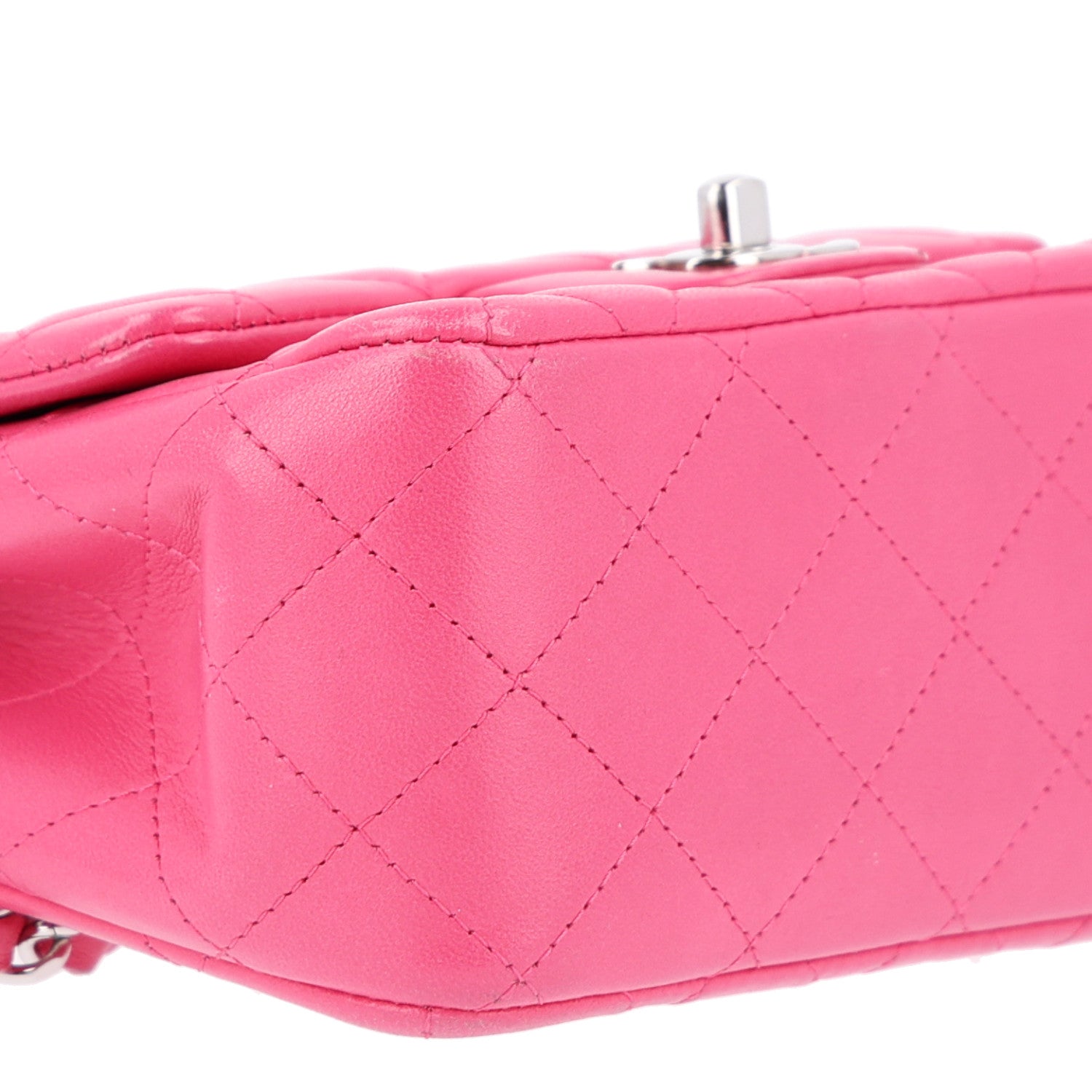 Lambskin Quilted Mini Square Flap Dark Pink