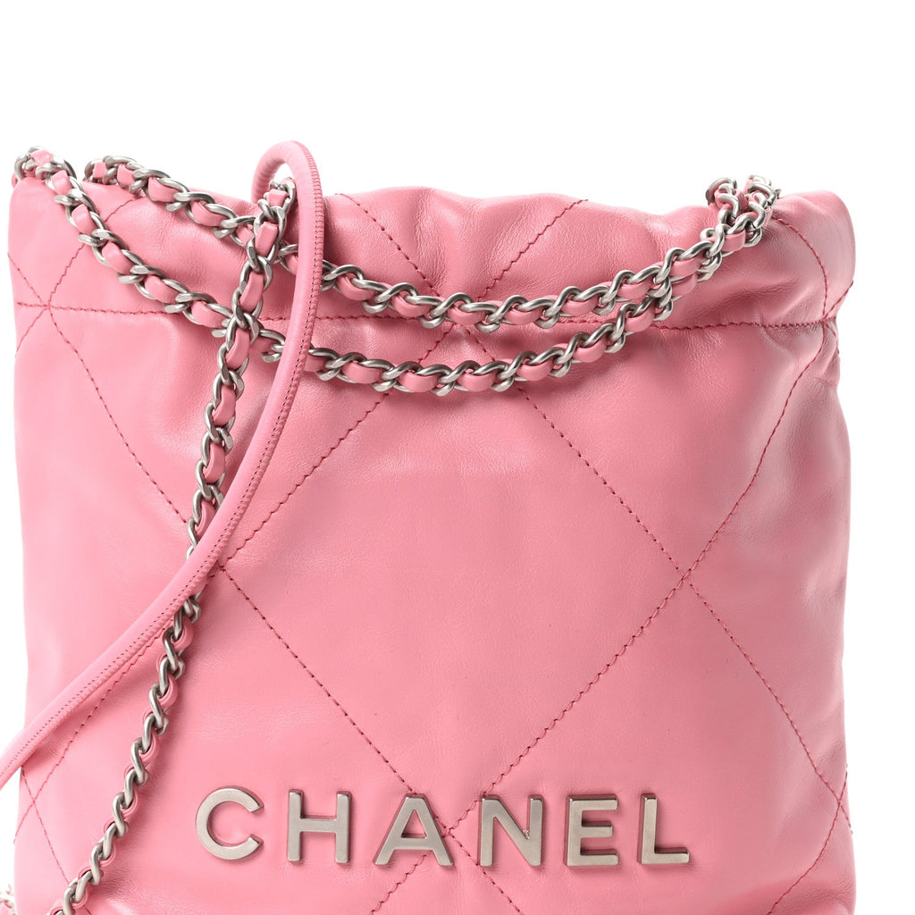 Shiny Calfskin Quilted Mini Chanel 22 Pink