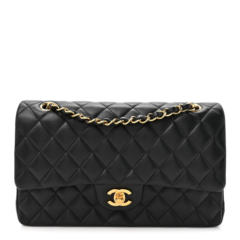 Lambskin Quilted Small Double Flap Black