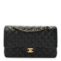 Lambskin Quilted Small Double Flap Black