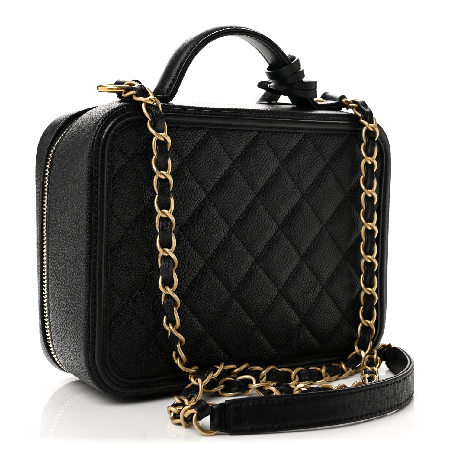 Caviar Quilted Medium CC Filigree Vanity Case Black