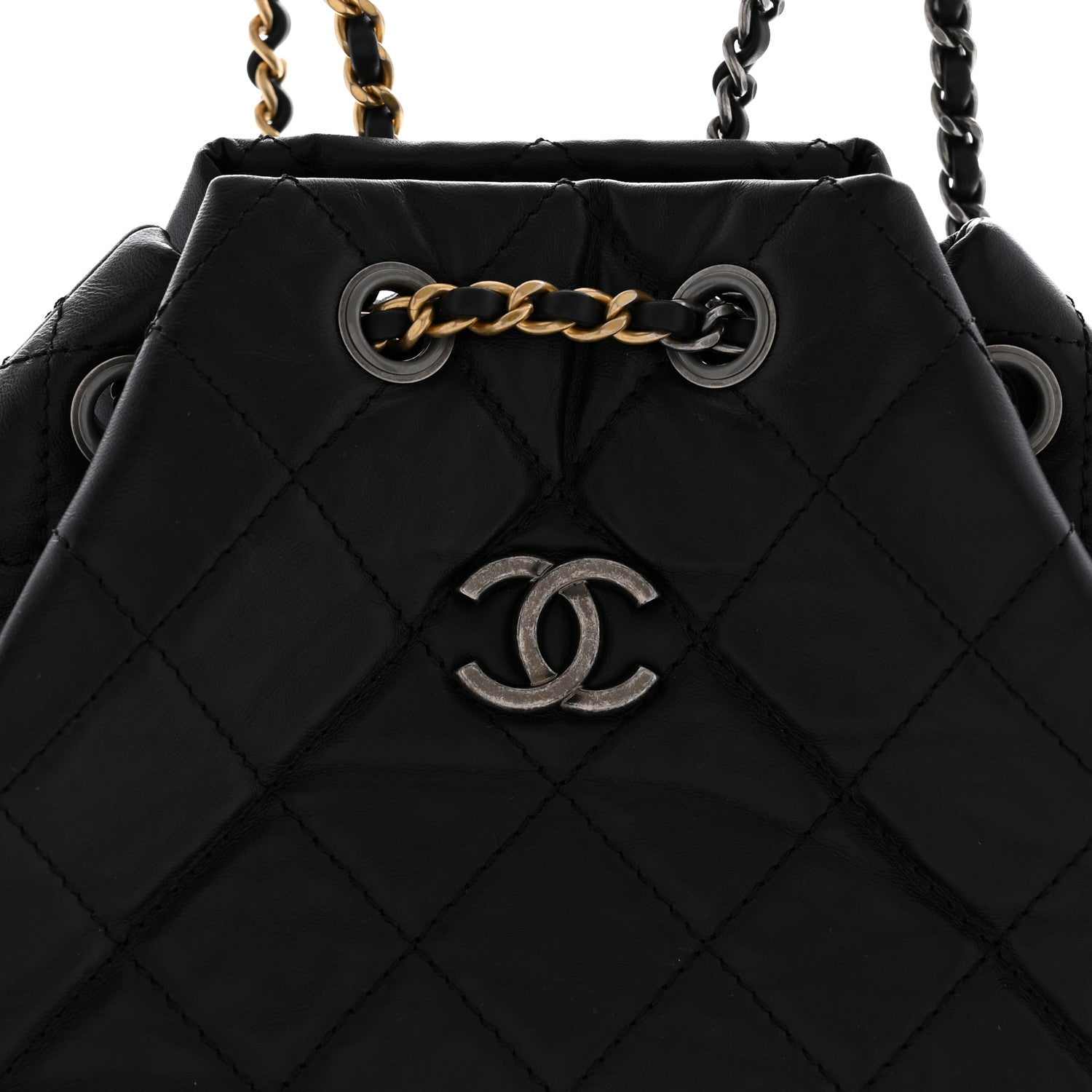 Aged Calfskin Quilted Small Gabrielle Backpack Black