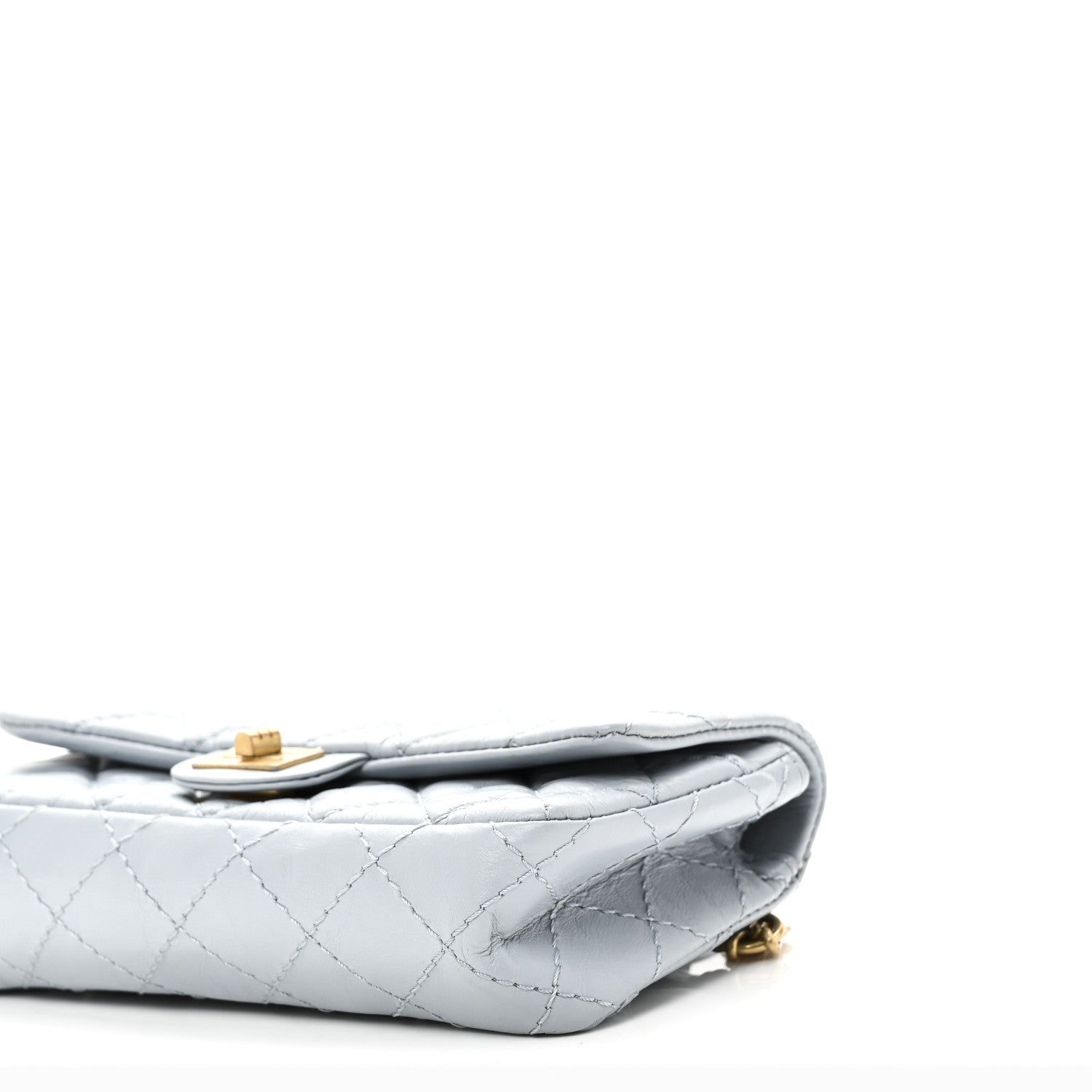 Aged Calfskin Quilted 2.55 Reissue Flap Belt Bag Clutch Light Blue