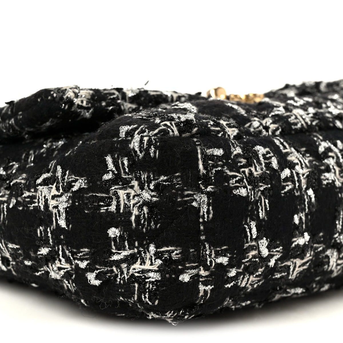 Tweed Quilted Medium Chanel 19 Flap Black Silver Ecru