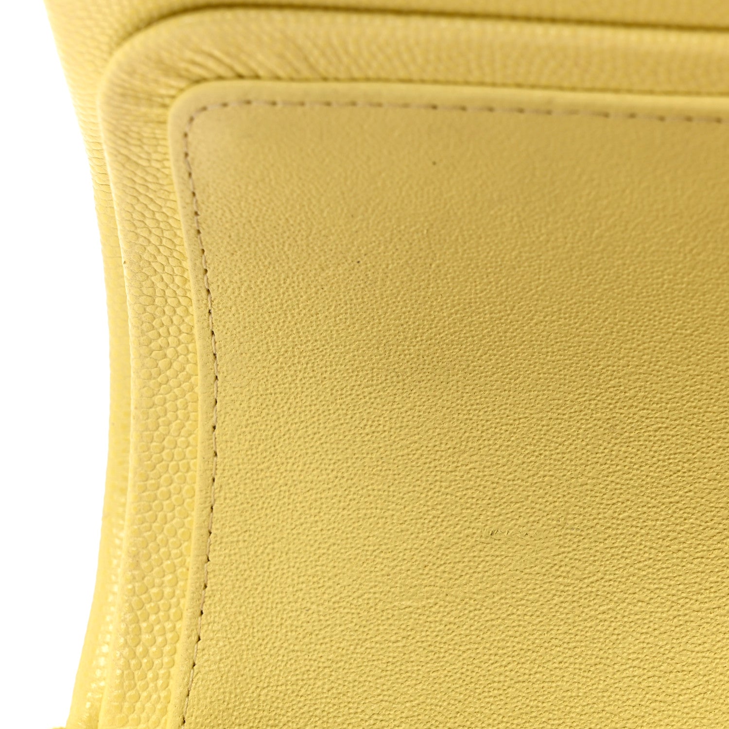 Caviar Quilted Small Double Flap Light Yellow