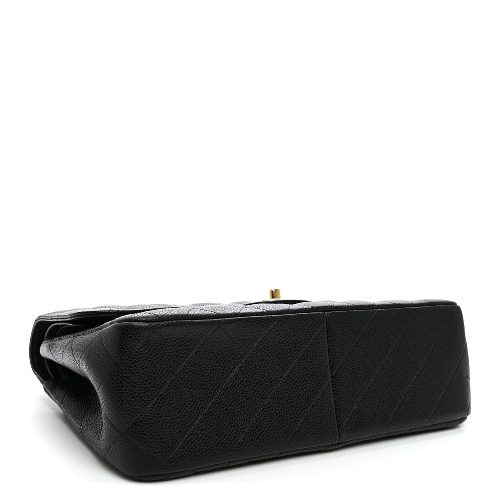 Caviar Quilted Jumbo Double Flap Black