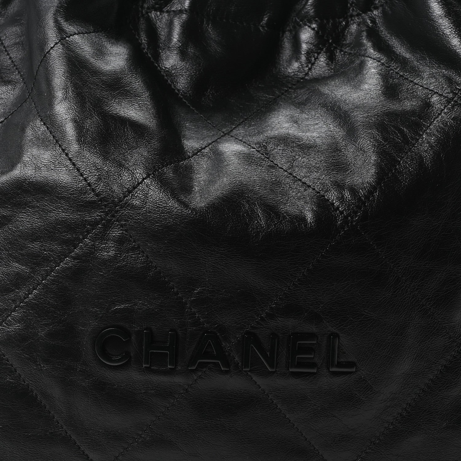 Shiny Calfskin Quilted Monochrome Small Chanel 22 Black