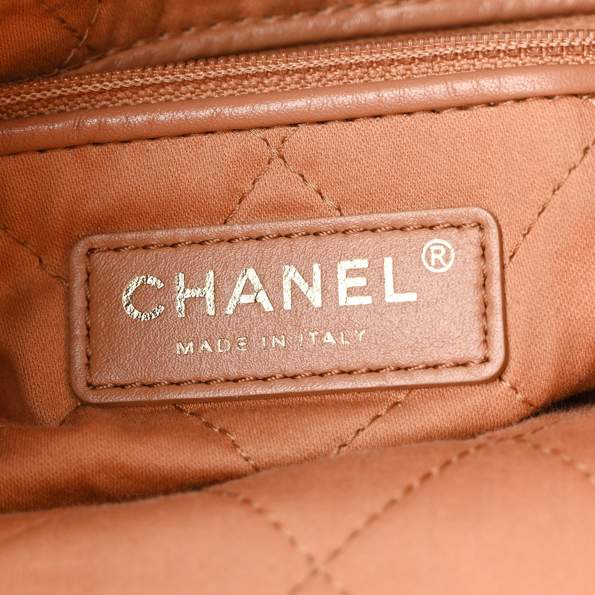 Shiny Calfskin Quilted Chanel 22 Beige