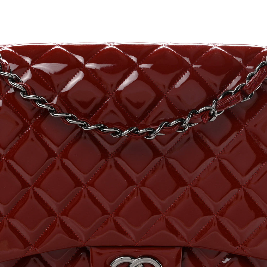 Patent Quilted Maxi Double Flap Red