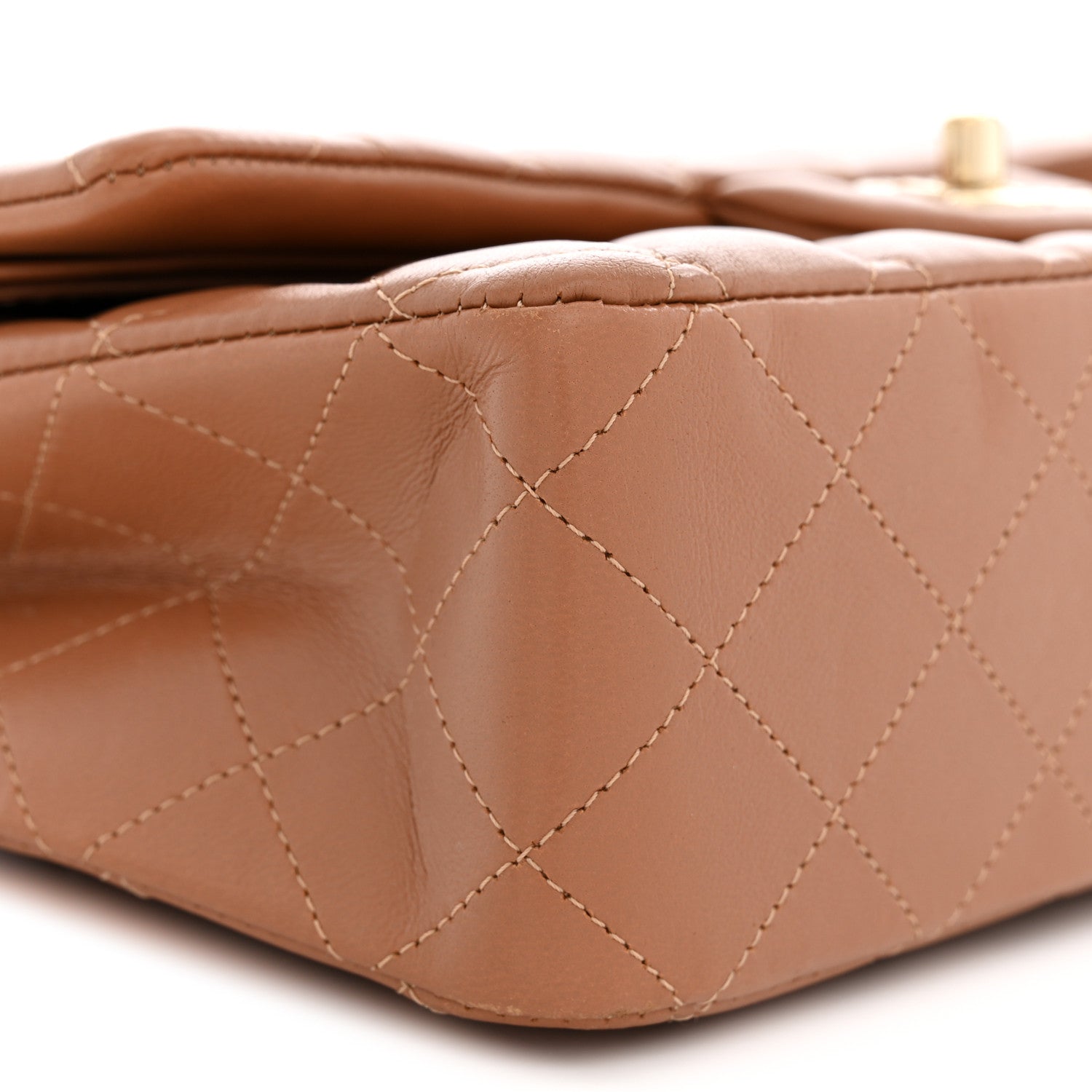 Lambskin Quilted Medium Double Flap Brown