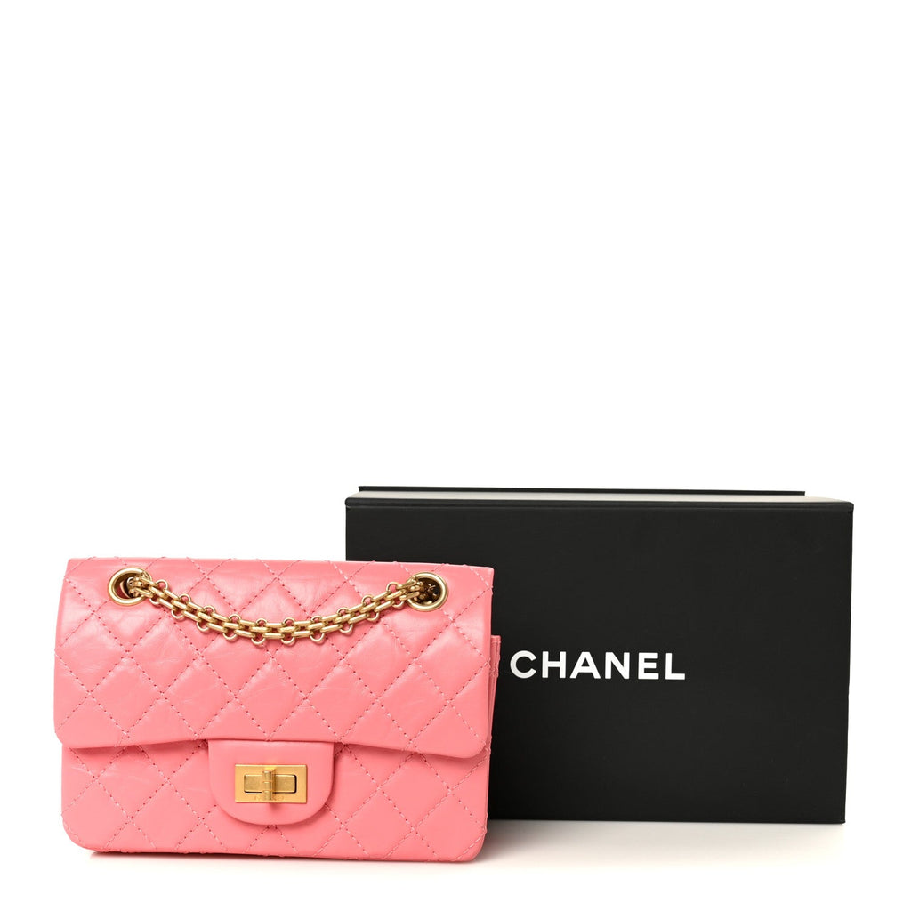 Aged Calfskin Quilted 2.55 Reissue Mini Flap Pink
