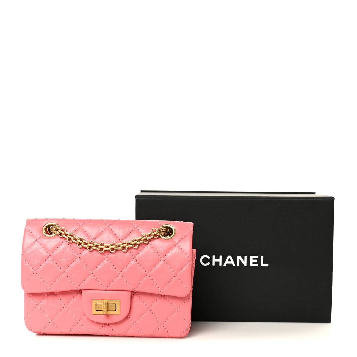 Aged Calfskin Quilted 2.55 Reissue Mini Flap Pink