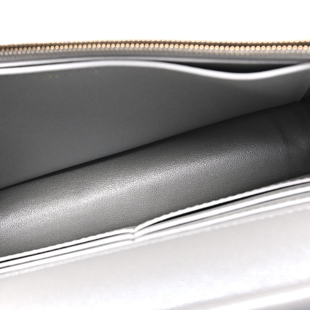 Calfskin Lizard Embossed Wallet on Chain WOC Silver
