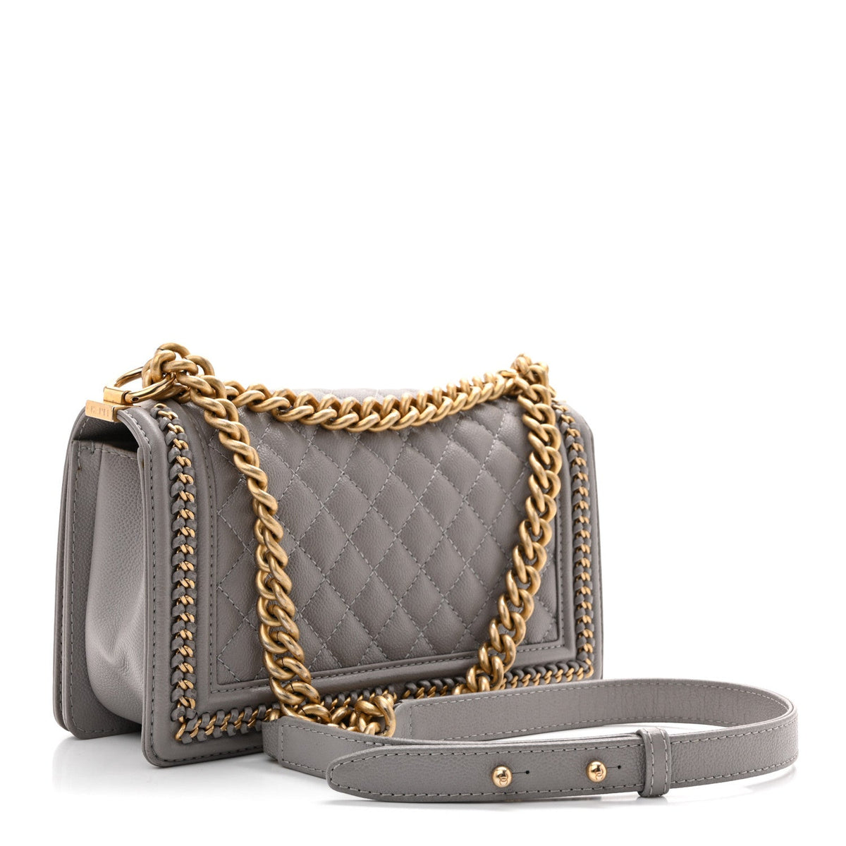 Caviar Quilted Chain Around Medium Boy Flap Grey