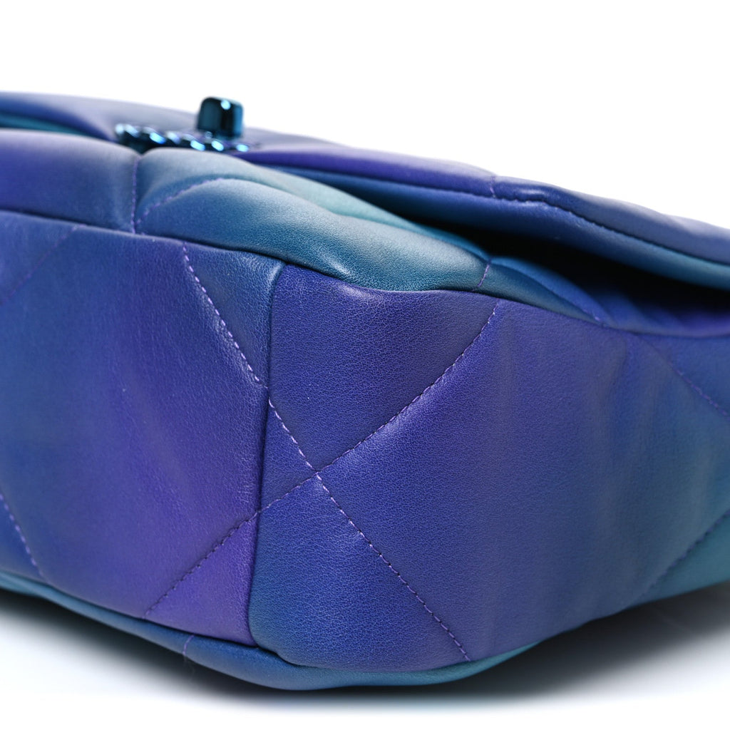 Tie Dye Calfskin Quilted Medium Chanel 19 Flap Blue Purple
