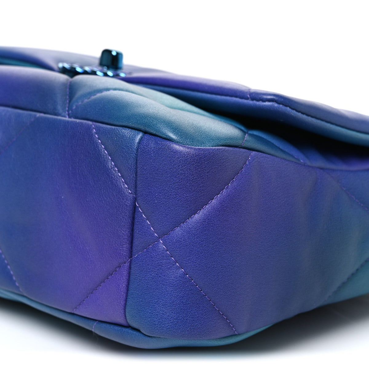 Tie Dye Calfskin Quilted Medium Chanel 19 Flap Blue Purple